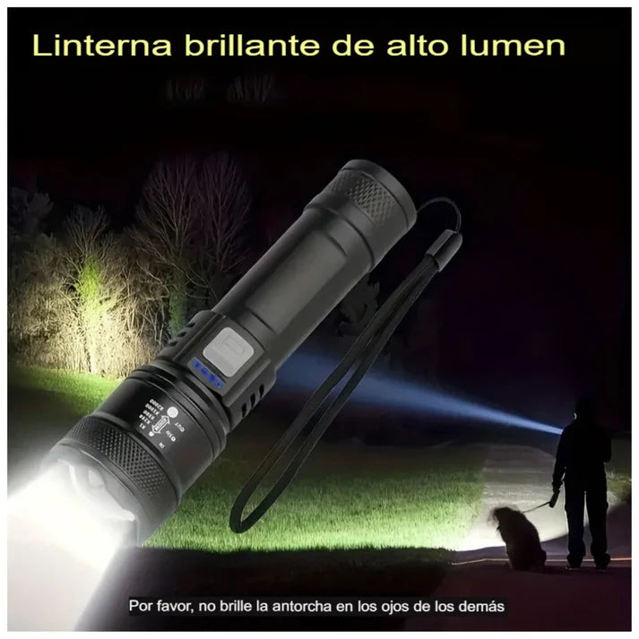 Linterna Potente Recargable Con Zoom