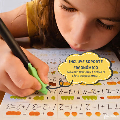 Kit De 4 Cuadernos Reutilizables + un bolígrafo borrable 🖊️ con recambios y un corrector de agarre de Regalo