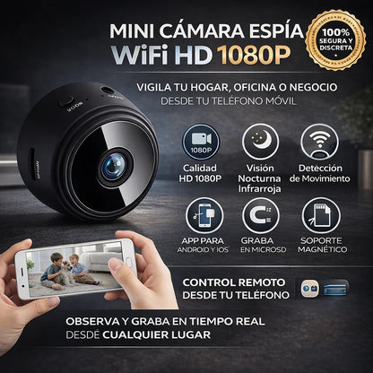 MINI CÁMARA ESPÍA DE VIGILANCIA - WIFI, FULL HD