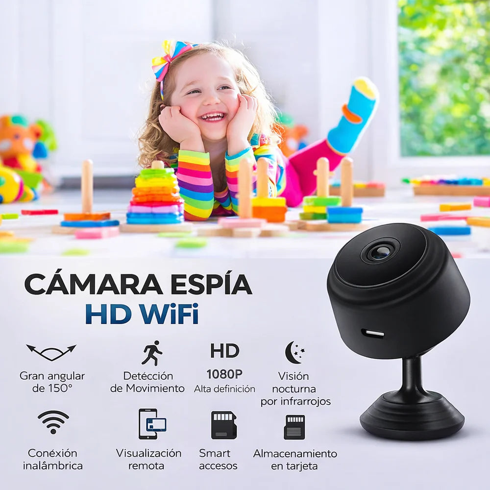 MINI CÁMARA ESPÍA DE VIGILANCIA - WIFI, FULL HD